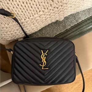 Yves Saint Laurent Black Chevron Crossbody Bag